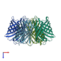 PDB entry 4dxi coloured by chain, top view.