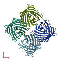 PDB entry 4dxm coloured by chain, front view.