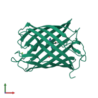 PDB entry 4dxp coloured by chain, front view.