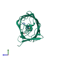 PDB entry 4dxp coloured by chain, side view.
