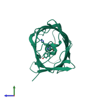 PDB entry 4dxq coloured by chain, side view.