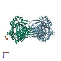 PDB entry 4dy0 coloured by chain, top view.