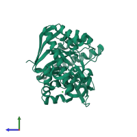 PDB entry 4dy1 coloured by chain, side view.