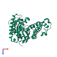 PDB entry 4dy1 coloured by chain, top view.