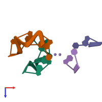 PDB entry 4dy8 coloured by chain, top view.