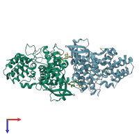 PDB entry 4dyb coloured by chain, top view.