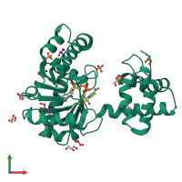 PDB entry 4dyd coloured by chain, front view.