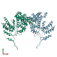 PDB entry 4dyn coloured by chain, front view.