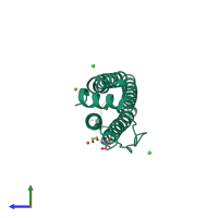 PDB entry 4dyy coloured by chain, side view.