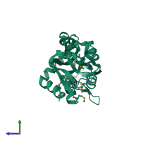 PDB entry 4dz1 coloured by chain, side view.