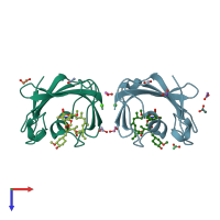 PDB entry 4dz3 coloured by chain, top view.