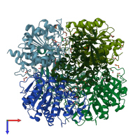 PDB entry 4dz4 coloured by chain, top view.