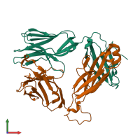 PDB entry 4dzb coloured by chain, front view.