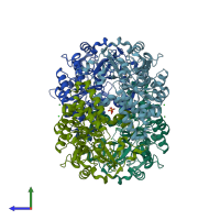 PDB entry 4dzi coloured by chain, side view.