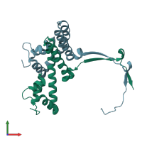 PDB 4dzp coloured by chain and viewed from the front.