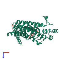 PDB entry 4dzw coloured by chain, top view.