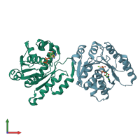 PDB entry 4dzz coloured by chain, front view.