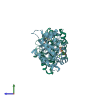 PDB entry 4dzz coloured by chain, side view.