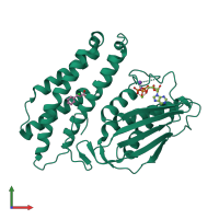 PDB entry 4e02 coloured by chain, front view.