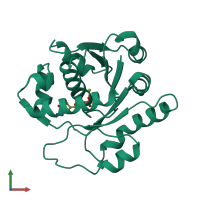 Monomeric assembly 2 of PDB entry 4e03 coloured by chemically distinct molecules, front view.