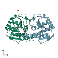 PDB entry 4e08 coloured by chain, front view.