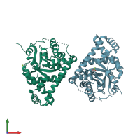 PDB entry 4e0c coloured by chain, front view.