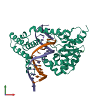 PDB entry 4e0j coloured by chain, front view.