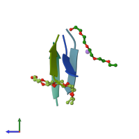 PDB entry 4e0k coloured by chain, side view.