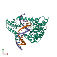 PDB entry 4e0p coloured by chain, front view.