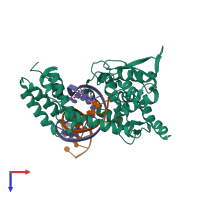 PDB entry 4e0p coloured by chain, top view.