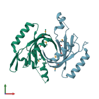 PDB entry 4e0q coloured by chain, front view.