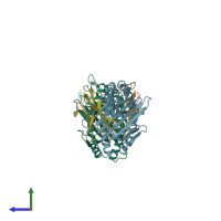 PDB entry 4e0r coloured by chain, side view.