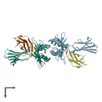 PDB entry 4e0r coloured by chain, top view.