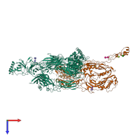 PDB entry 4e0s coloured by chain, top view.