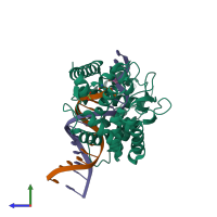 PDB entry 4e0y coloured by chain, side view.