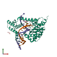PDB entry 4e0z coloured by chain, front view.