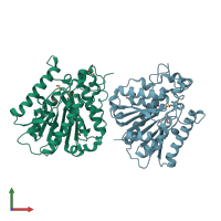 PDB entry 4e15 coloured by chain, front view.