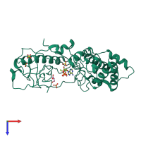 PDB entry 4e1c coloured by chain, top view.