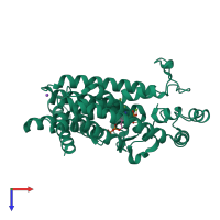 PDB entry 4e1e coloured by chain, top view.