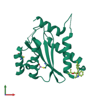 PDB entry 4e1m coloured by chain, front view.