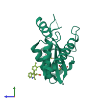 PDB entry 4e1m coloured by chain, side view.