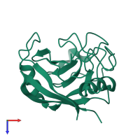 PDB entry 4e1q coloured by chain, top view.