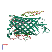 PDB entry 4e1s coloured by chain, top view.