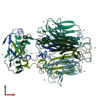 PDB entry 4e27 coloured by chain, front view.