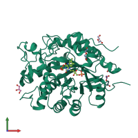 PDB entry 4e2b coloured by chain, front view.