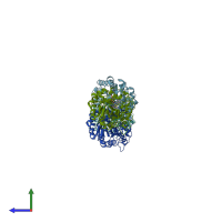 PDB entry 4e2d coloured by chain, side view.