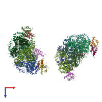 PDB entry 4e2i coloured by chain, top view.