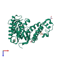 PDB entry 4e2v coloured by chain, top view.