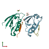 PDB entry 4e35 coloured by chain, front view.