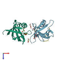 PDB entry 4e35 coloured by chain, top view.